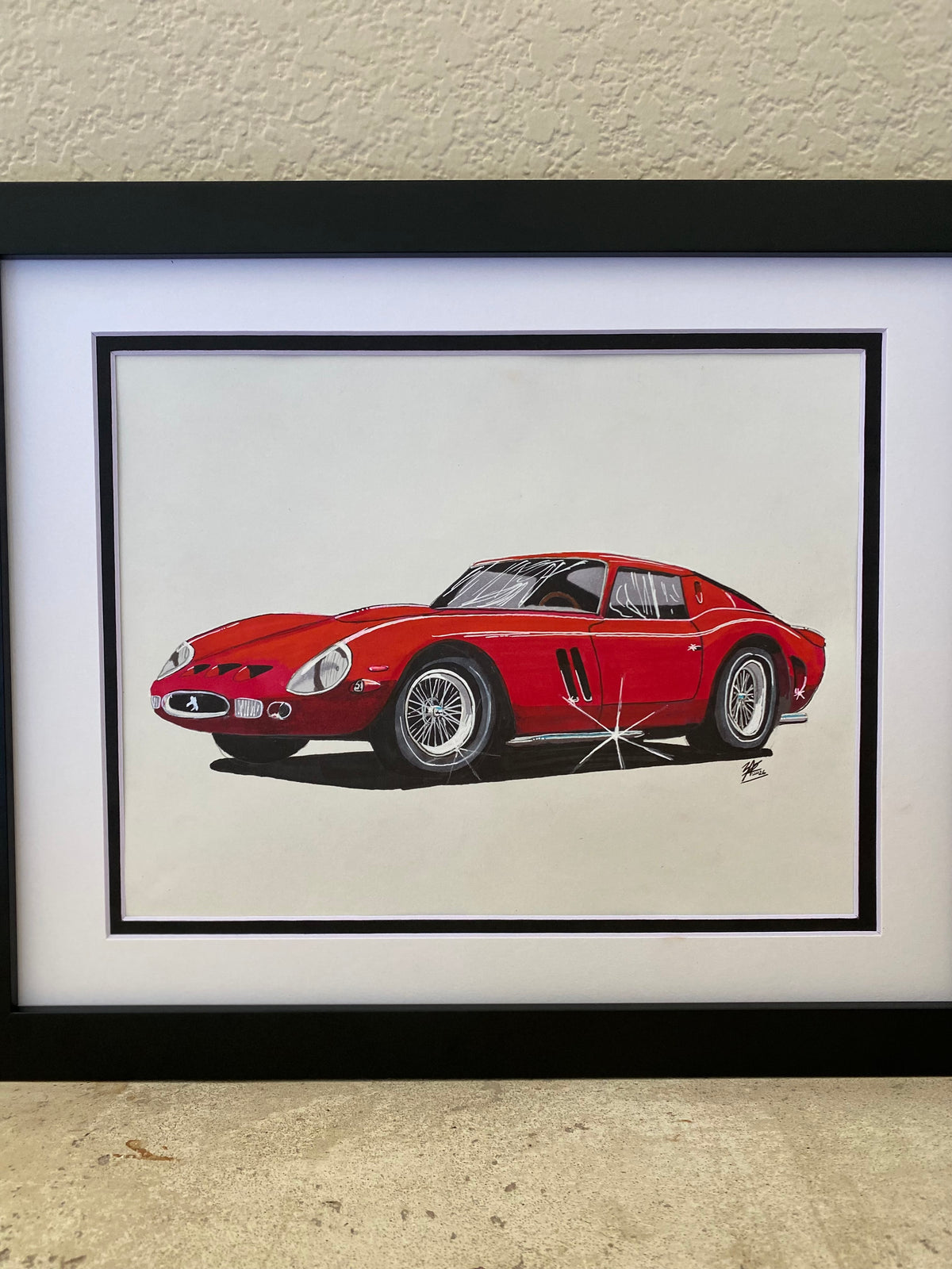 Alternate view of framed red Ferrari 250 GTO artwork